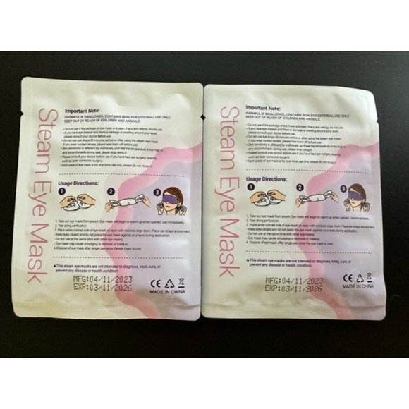 BeHoomi Lavender 2 Packs Steam Eye Mask Self Heating Eye Mask for Relieve Strain - Picture 5 of 5